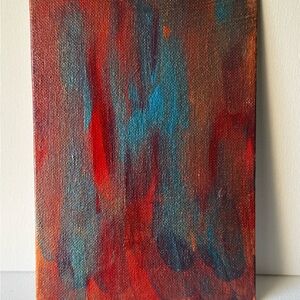 Handpainted Abstract Art Original Acrylic Painting On Canvas 5x7 Modern Love But